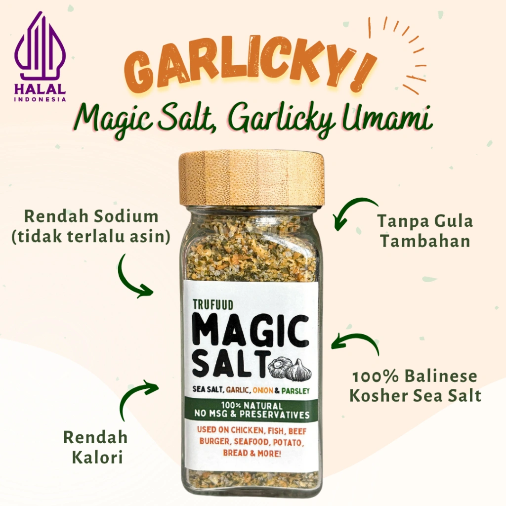 TRUFUUD Bumbu Marinasi Halal Dapur Bawang Putih Bubuk Umami Asin Gurih No MSG No Preservative Pretzel Powder Shaokao - Magic Salt Garlic