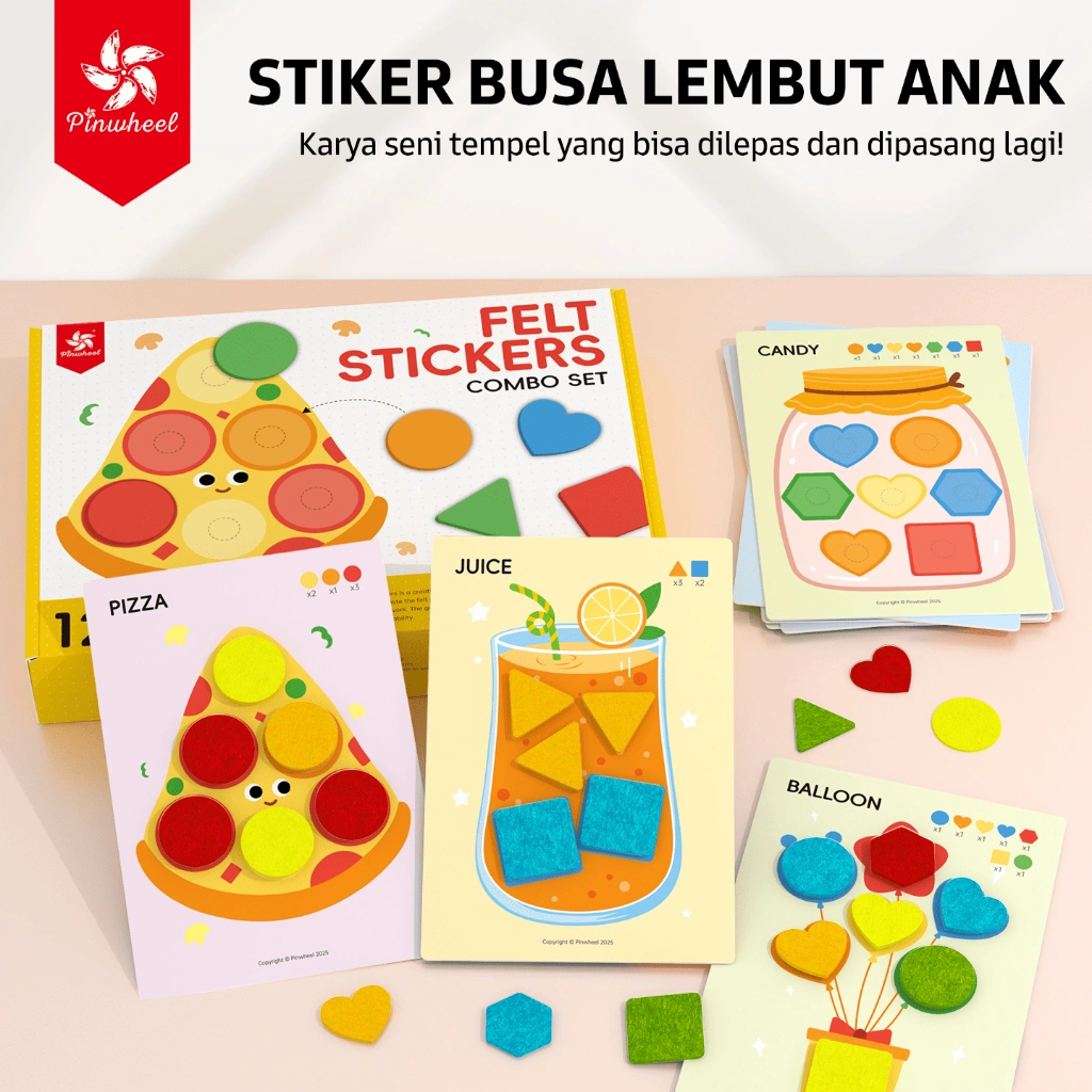 Pinwheel Toys Felt Sticker DIY Mainan Edukasi Anak Stiker Busa Lembut Untuk Anak Berwarna Kreatif
