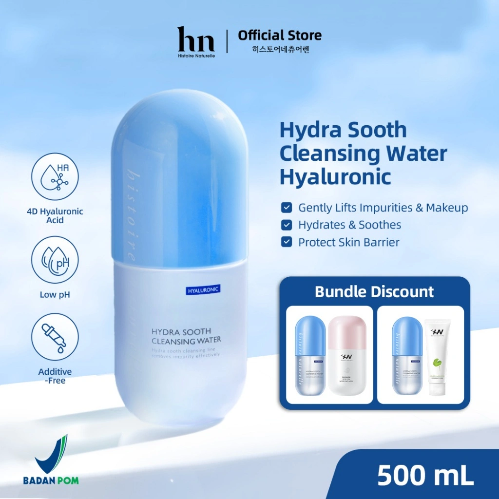 Histoire Naturelle Hydra Sooth Cleansing Water Hyaluronic 500ml - Pembersih Makeup Wajah Micellar Water dan Kotoran