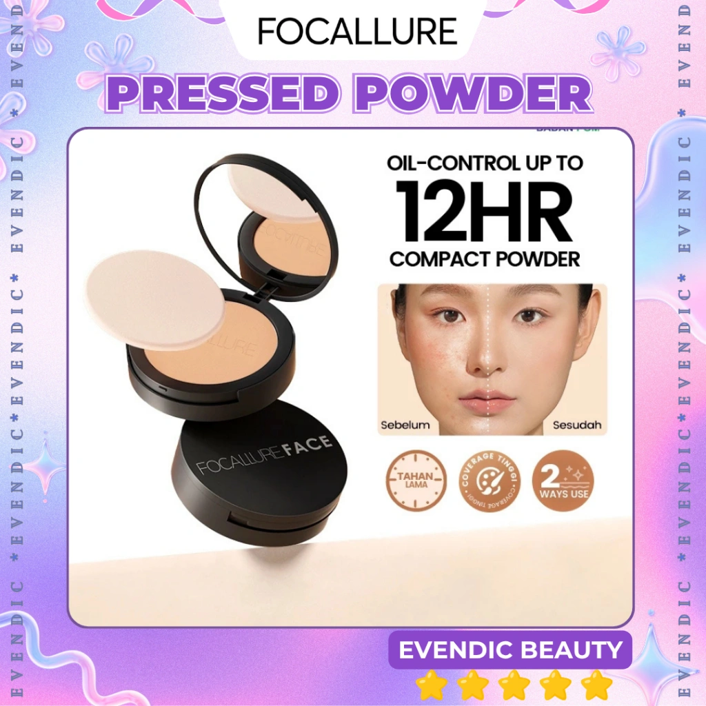 [ready] Oil-control Pressed Powder With Sponge Matte | Bedak Padat Natural Matte Setting Powder Face Makeup 3 Colour