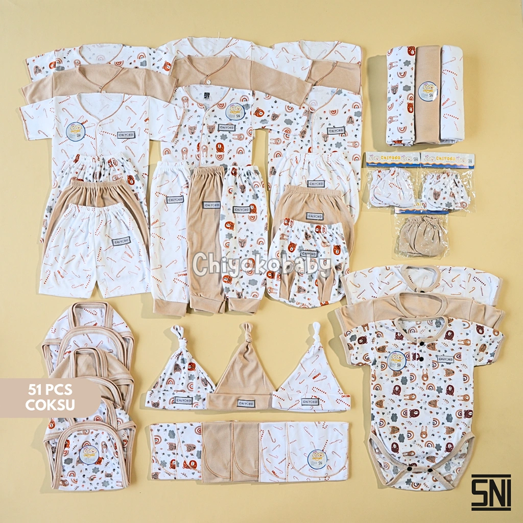 51 Pcs Paket Hemat Bundling Baju Bayi Baru Lahir Setelan Newborn 0 sd 3 bulan SNI