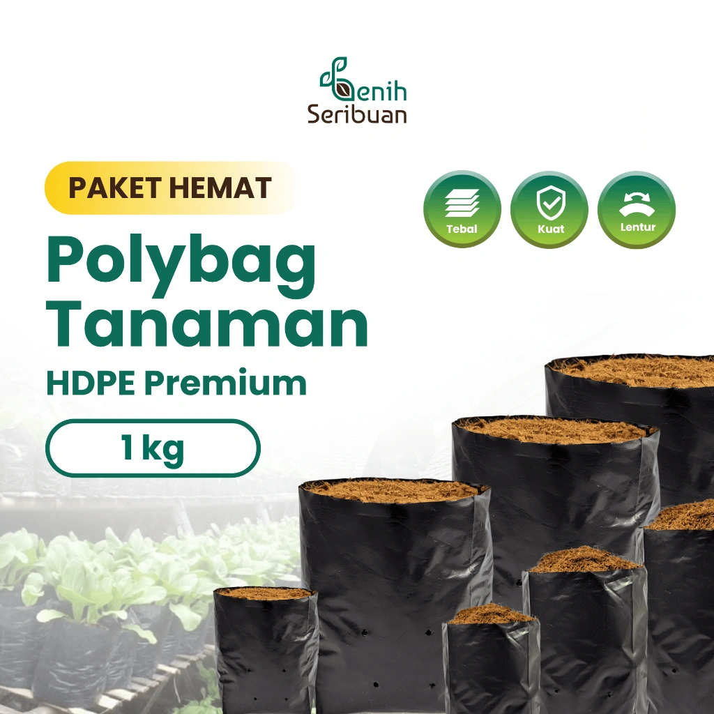 Polybag Tanaman Kiloan 1 kg polibag tanaman Bahan Tebal kuat plastik polibag lentur tidak berbau plastik polybag berkualitas untuk menanam hemat tempat  polibag hitam isi ratusan lembar - Benih Seribuan