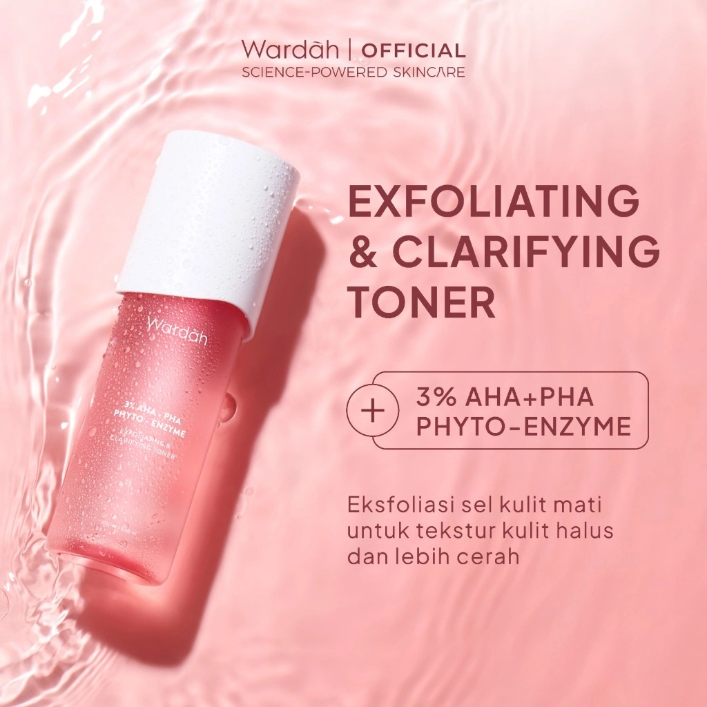 [TONER DITA KARANG!] NEW! Wardah 3% AHA-PHA Phyto-Enzyme Exfoliating & Clarifying Toner 100 ml-Mengangkat Sel Kulit Mati,Mencerahkan dan Melembutkan Kulit Tanpa Sensasi Cekit-Cekit dan Tanpa Sensasi Terbakar-Skincare