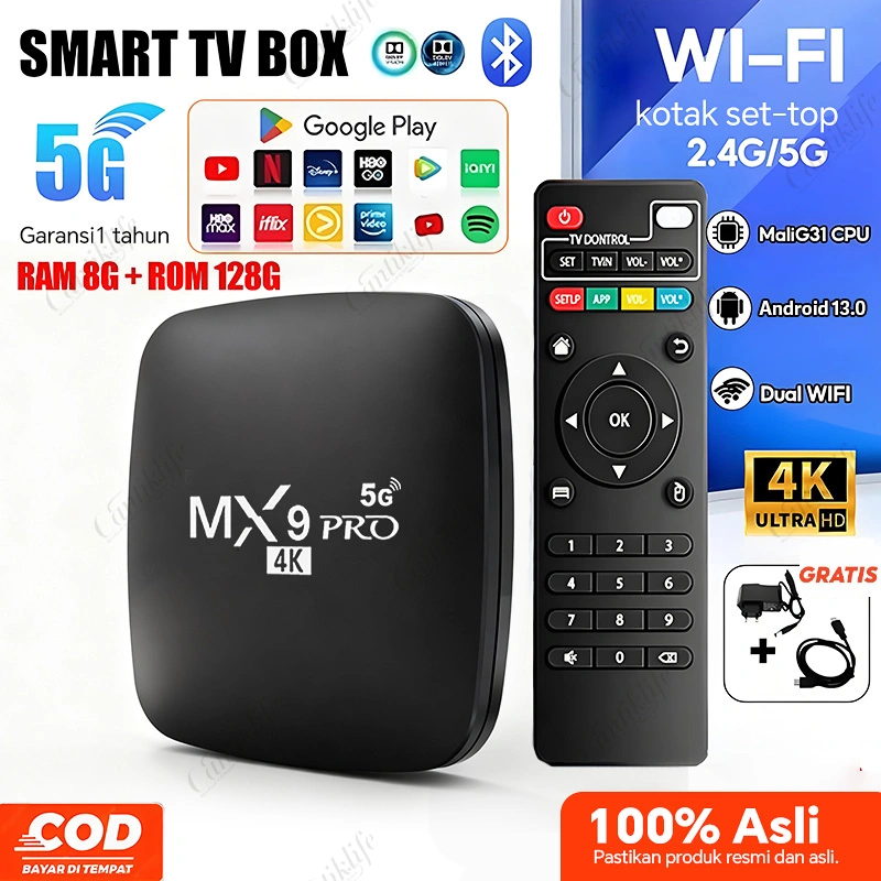 ATV Unlock Tv Box Android 13.1 8K TV Box 8GB Ram 128GB Rom 2.4GHz / 5G Koneksi WiFi Pemutar Media Smart Set Top Box Pemutar Media Mendukung Perangkat Eksternal USB Mendukung Google Play / Youtube / Netflix
