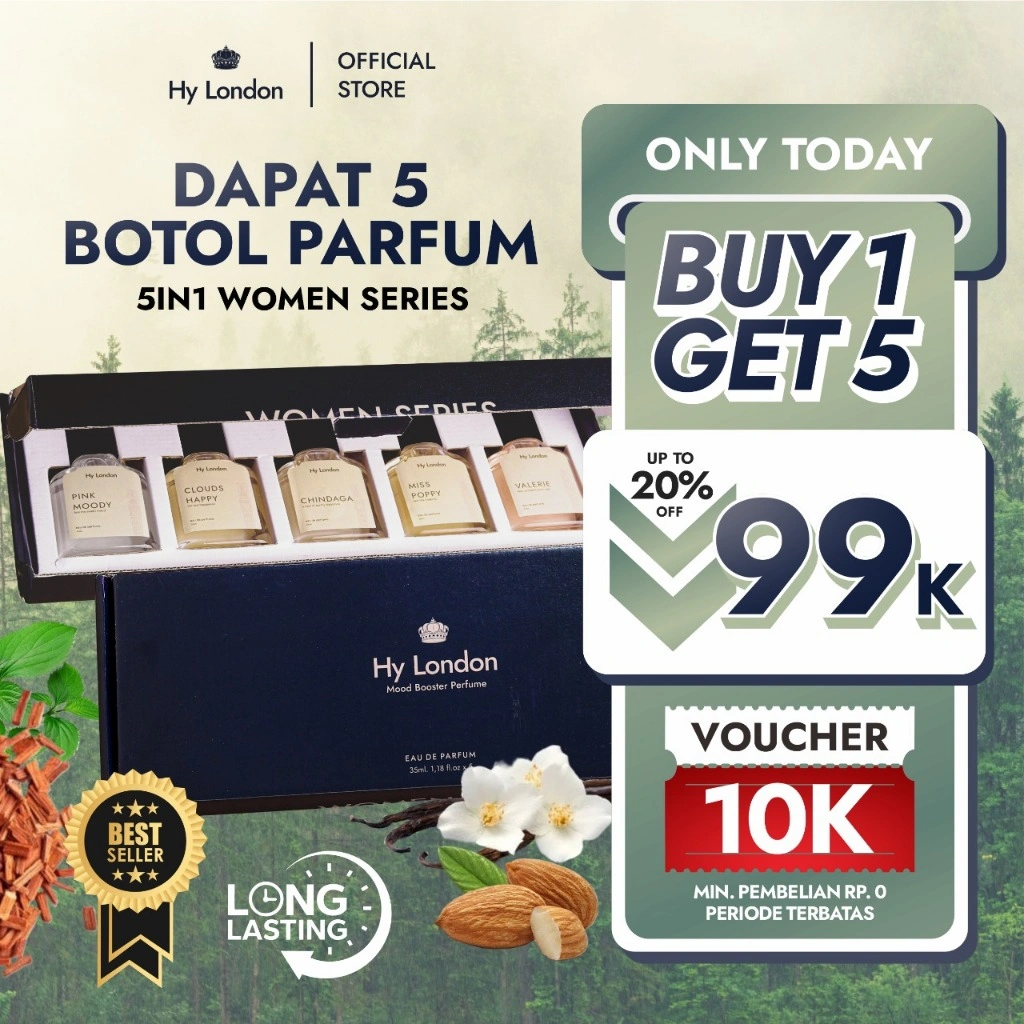 Hy London Parfum Exclusive Women 5in1 Dapat 5 Botol EDP Perfume Wanita Cewek Tahan Lama Long Lasting
