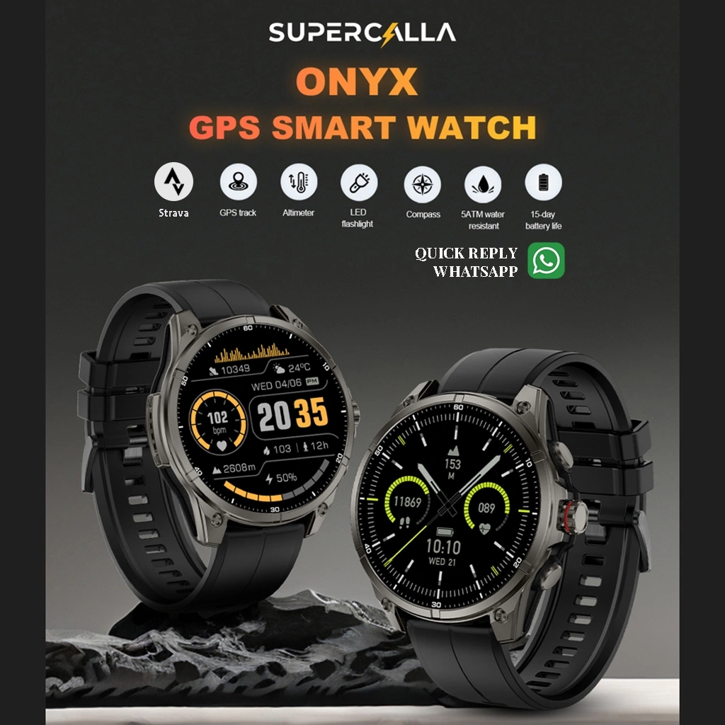 Supercalla ONYX Outdoor GPS 1.43" Amoled Smart Watch with Flashlight Compass 670 mAh Relojes Men Sports Health Monitor Smartwatch