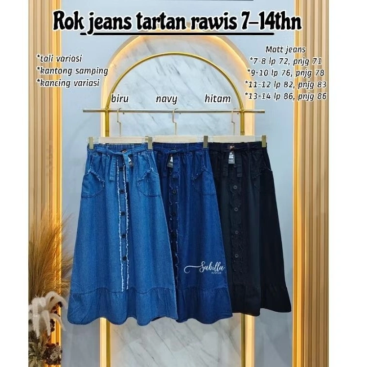 Rok jeans anak 5 -14 tahun / Rok jeans anak tanggung by sabillaachmad
