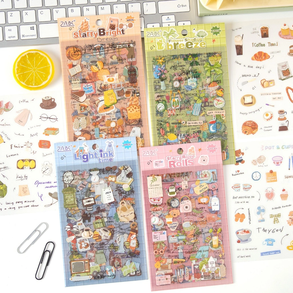 (8W3) 6 lembar Stiker Seri Surat Cinta (Kiss-Cut) Bunga Dekorasi Buku Pegangan Retro Sederhana Stiker Perekat Diy Journal Scrapbook