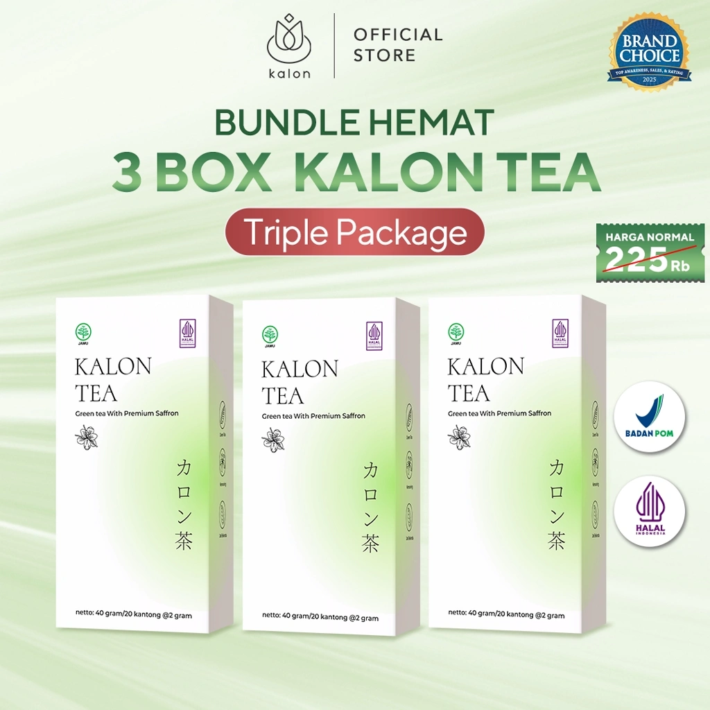 Triple Package 3 Box Kalon Teh Hijau Premium Saffron BPOM & Halal MUI Teh Pelangsing Herbal