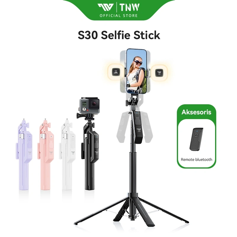 TNW S30 Selfie Stick Tripod 1.8m Tongsis Tripod Aluminium Bluetooth Remote Tripod With Fill Light