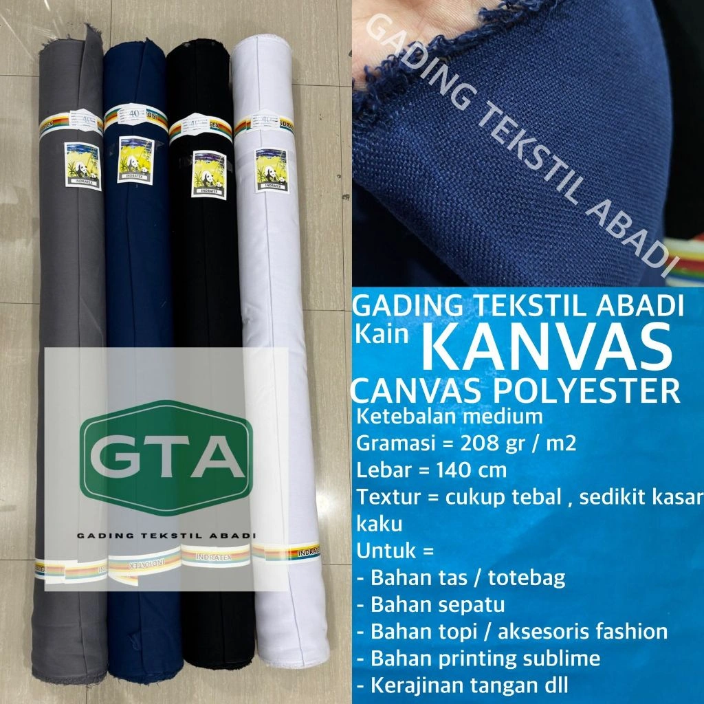 ( per 1 roll ) kain kanvas canvas polyester lebar 140 cm ketebalan medium bahan tas tote bag alas sepatu kerajinan tangan dekorasi printing sublime sublim