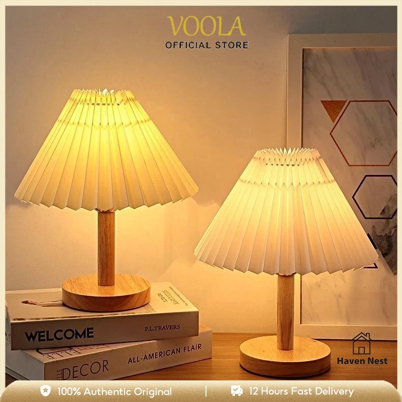 VOOLA Lampu Meja Aesthetic Lampu Meja Minimalis Lampu Tidur Meja Korean Retro vintage Lampu USB