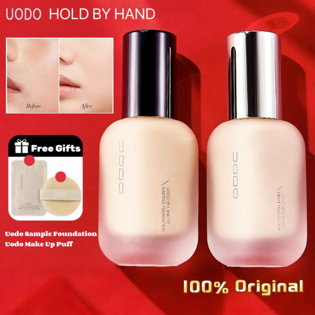 [FAST PO] UODO Foundation Full Coverage Tahan Lama | Foundation Cair Ringan Flawless Natural 100% Ori
