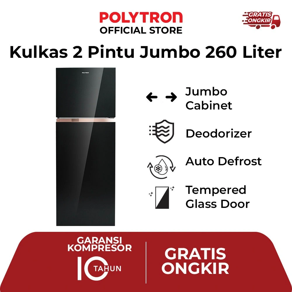 POLYTRON Belleza JUMBO Kulkas 2 Pintu 260 Liter PRW 29MNX