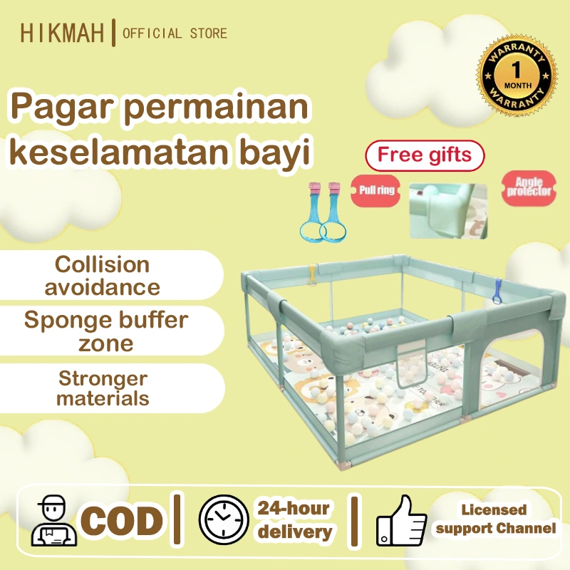 [Indonesia Murah] HIKMAH Pagar Bayi Bermain Pagar Kasur Pengaman Baby Pagar Mainan Anak Box Bayi Baby Playpen Safe