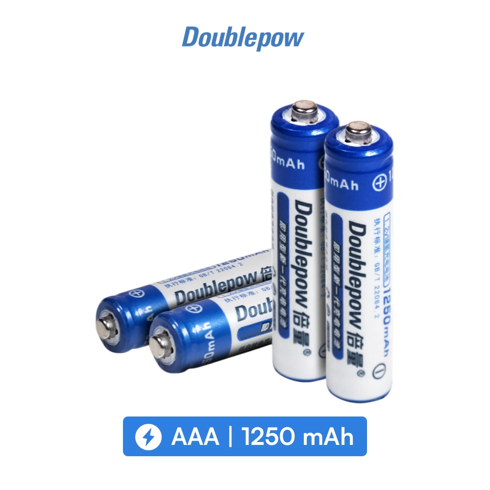 DOUBLEPOW Batu Baterai AAA Recharge NiMH 1250mAh 4PCS Battery Case