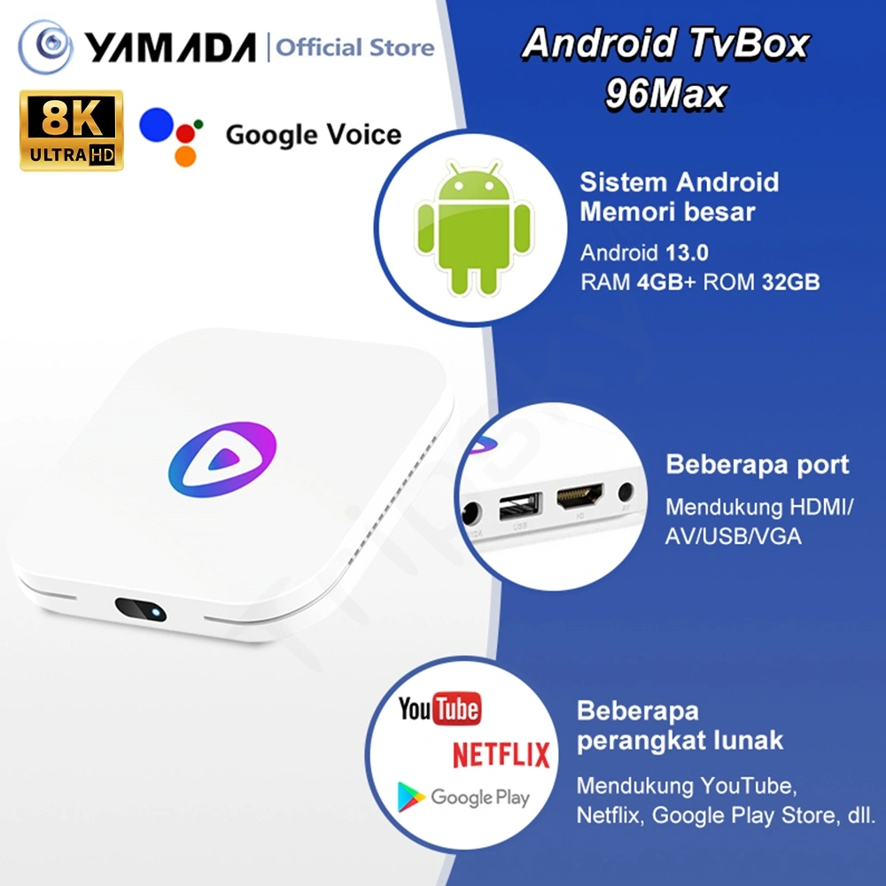 Android Tv Box Android 13.0OS Ram 4gb Rom 32gb Wifi 5G Smart Tv Box 8K Ultra HD Netflix