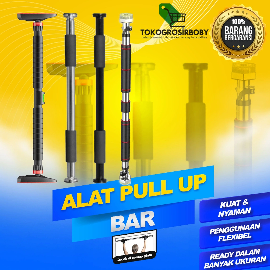 PULL UP BAR DINDING DOOR CHINNING ALAT PULL UP DINDING PINTU FITNES OLAHRAGA FREE SKRUP PANJANG 62-100 CM