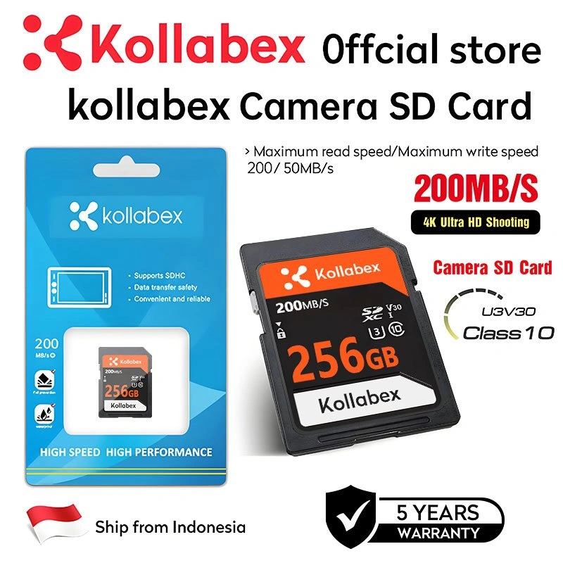 Kollabex Camera SD Card 32GB 64GB 128GB 256GB 512GB 1TB 200MB / S Class10 Kartu Memori card Kamera Portabel 100% ORI SDHC Kartu SD card