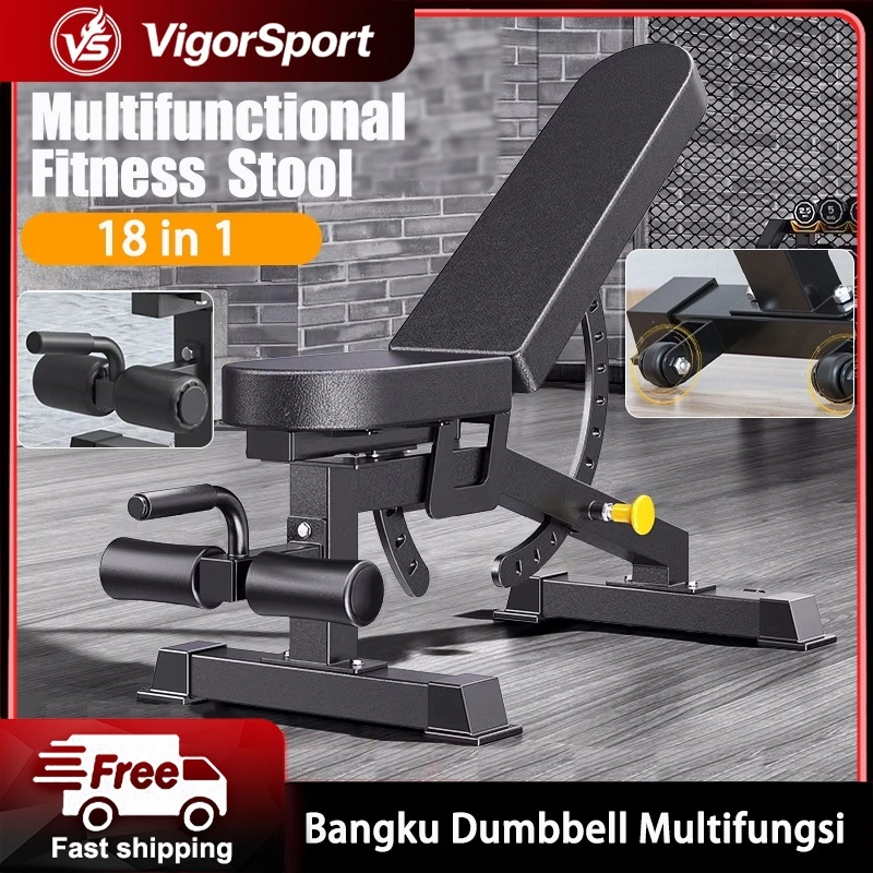 Bangku dumbbell multifungsi/kursi gym/bangku latihan sit-up/Exercise Training Fitness Bench with Dumbbell Rack/alat olahraga di rumah/Barbell Alat Olahraga Rumahan Fitness