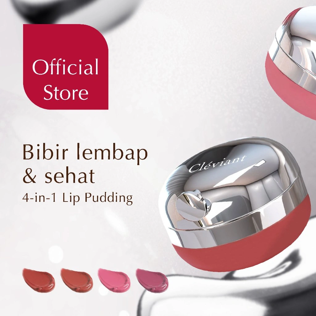 CLÉVIANT - 4 in 1 Juicy Lip Pudding | Tinted Lip balm | Lip treatment | Lip tint | with UV filter | Lip gloss | Bibir kering jadi lembap | Pelembab bibir Berwarna | Lip Butter Balm | Lip Moisturizer | Melting Balm Pot