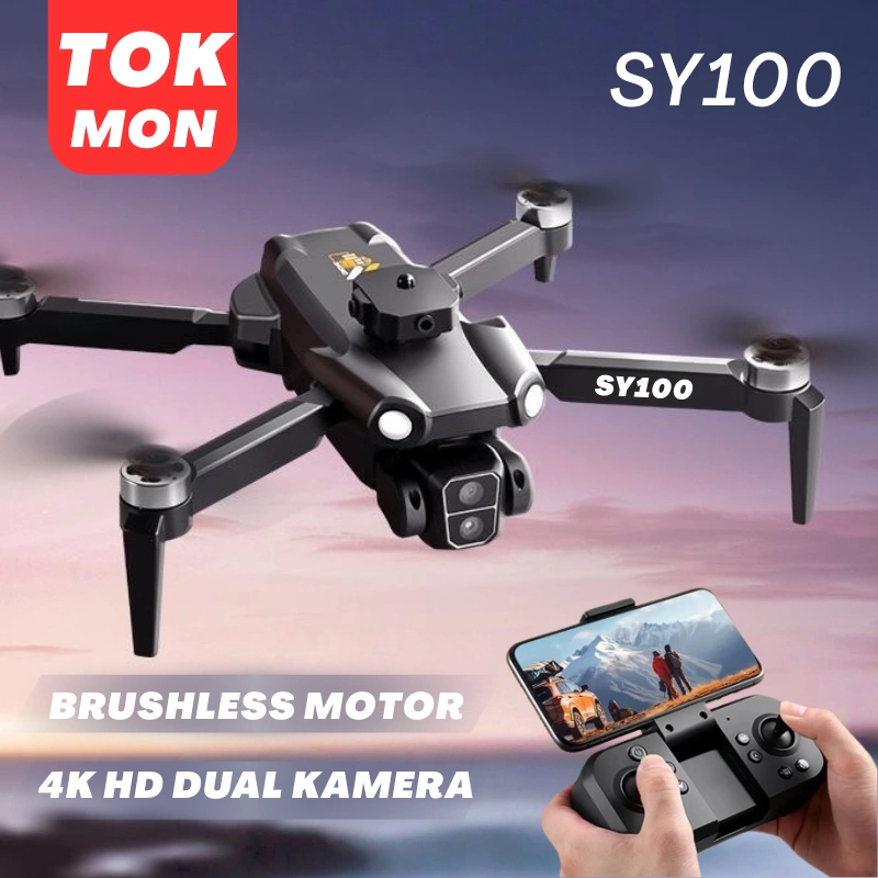 Drone SY100 Profesional 4K HD Dual Kamera 5G WIFI Smart Obstacle Avoidance FPV Brushless Motor