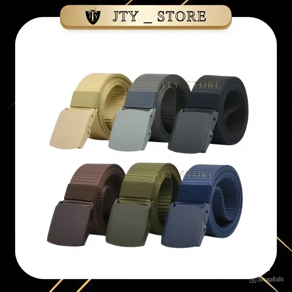[JTY] Ikat Pinggang Pria Canvas Kain Nylon Men Belt Nylon Canvas Anti Metal Detector - JTY008