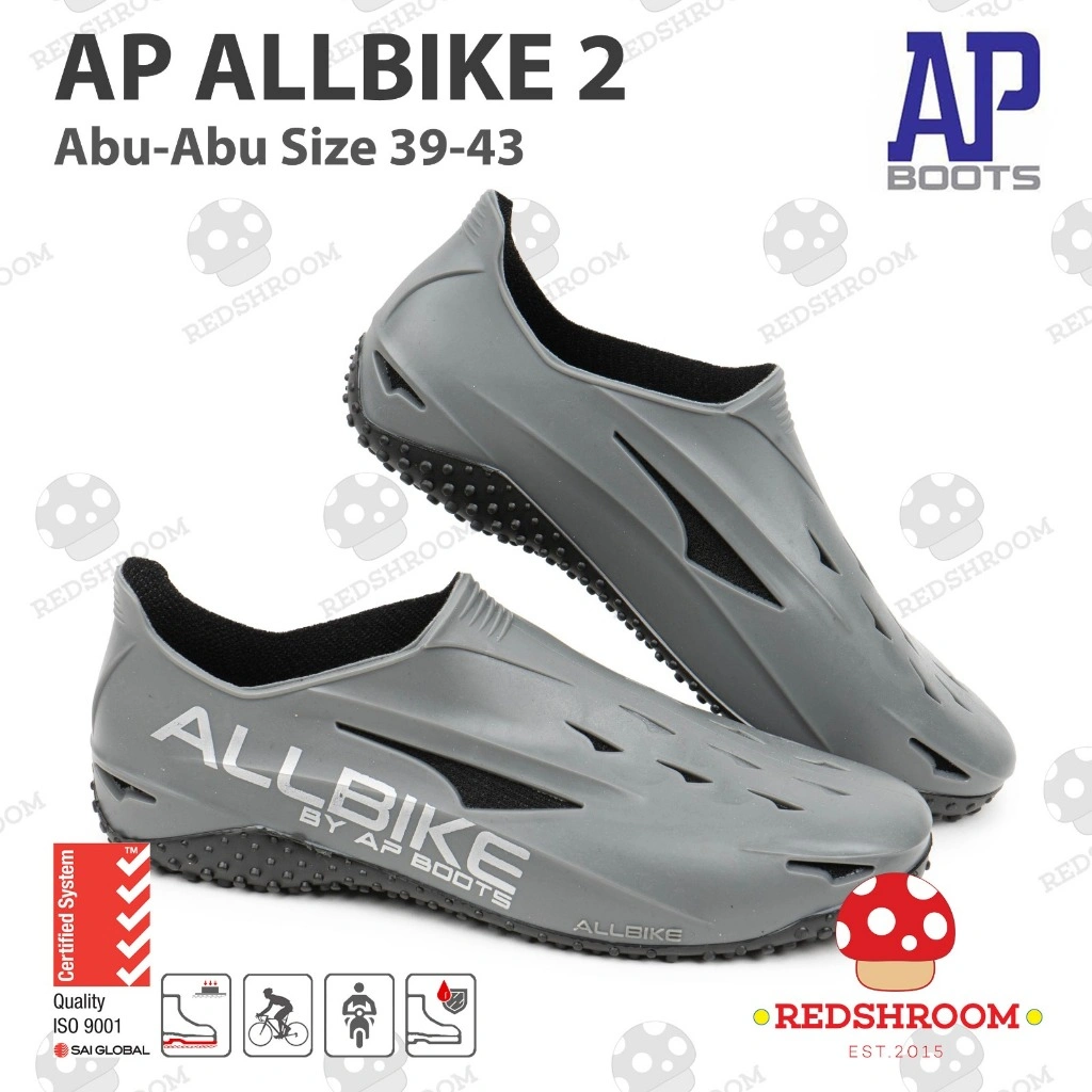 Sepatu Bikers AP ALLBIKE 2 ABU AP Boots Fashion Karet Lokal Anti Air & Slip Sepeda Motor Touring