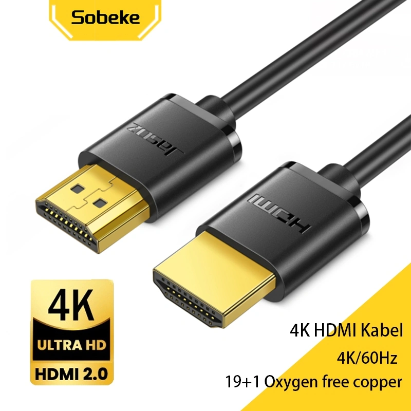 Sobeke Kabel Slim HDMI 4K 60Hz Male to Male 18Gbps High Speed With Audio For Laptop PC HDTV PS 3/4