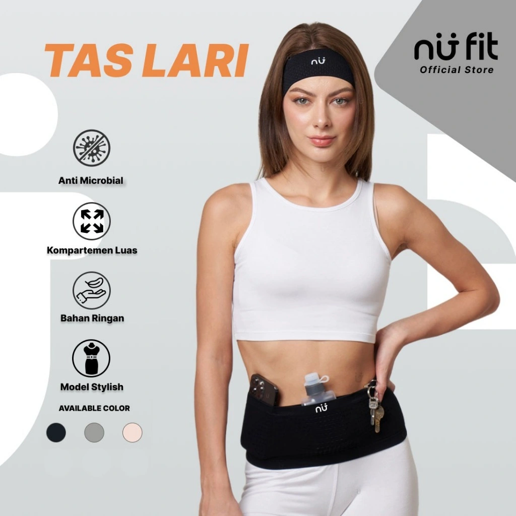 Nu Fit - (HITAM, ABU dan PINK) Tas Lari Unisex - Tas Lari - Tas Pinggang Olahraga - Tas Pinggang Multi Fungsi - Running Belt - Tas Running - Tas Lari Pria - Tas Lari Wanita - Tas Lari Unisex - Running Belt Unisex - Tas Lari Elastis
