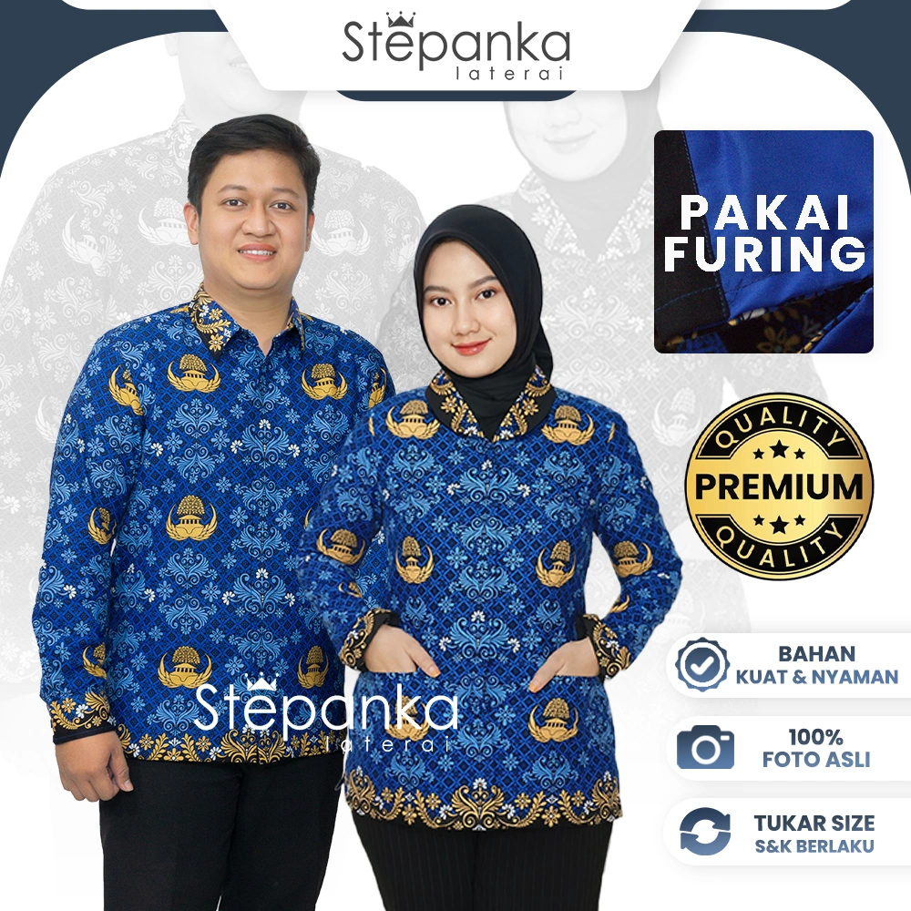 [RE-STOCK 2026!] Kemeja Korpri PREMIUM Quality / OFFICIAL Batik Korpri FURING / Kemeja Guru/Batik ASN/ Batik PNS/  Batik Korpri Pria/ Batik Korpri Wanita / Stepanka Laterai