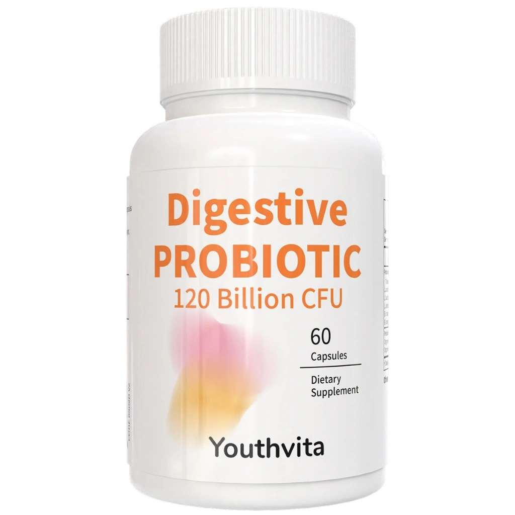 Probiotics with Prebiotics, 120 Billion CFU, probiotik dan prebiotik for Gut Health & Digestive Support, Probiotics for Women & Men, 60 Capsules