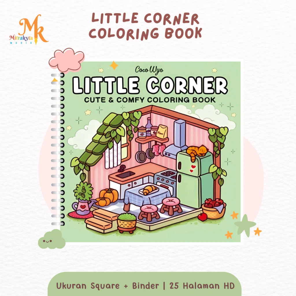 Coco Wyo Girl Moment Little Corner Buku mewarnai Lukisan Remaja Dan Anak Aesthetic Relaxing Coloring Book 25 Pages TEBAL / A5 100 GSM