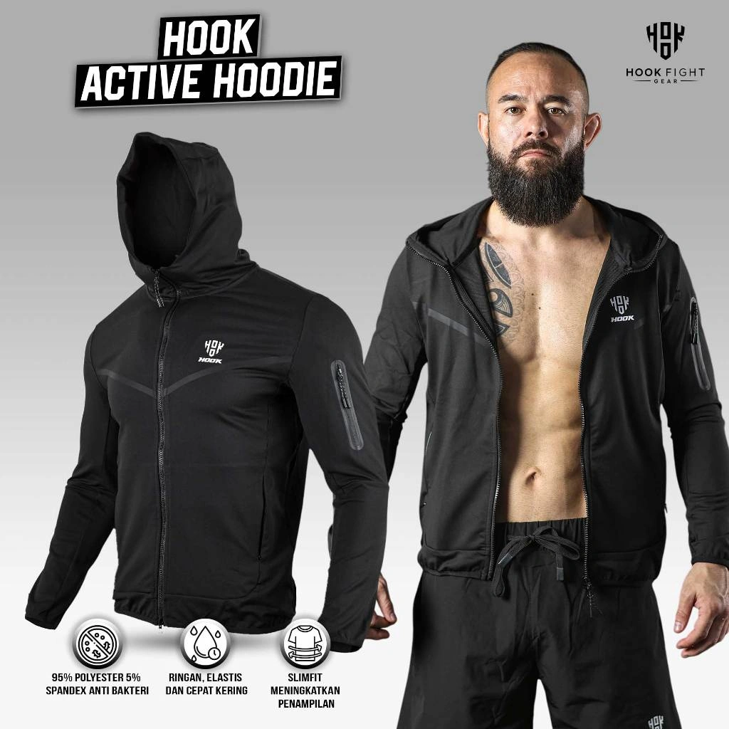 Hook Hoodie Gym Jaket Olahraga Pria Jacket Lengan Panjang Jogging Baju Fitness Sport Dry Fit Running Windbreaker Long Sleeve Lari 11XJ2N
