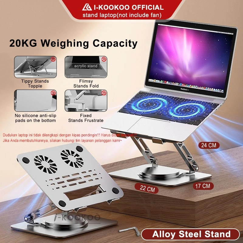I-KOOKOO Laptop Stand 360 Rotatable Laptop Stand Holder Rotatable Bisa Dilipat Portable Multifunction Aluminum Alloy