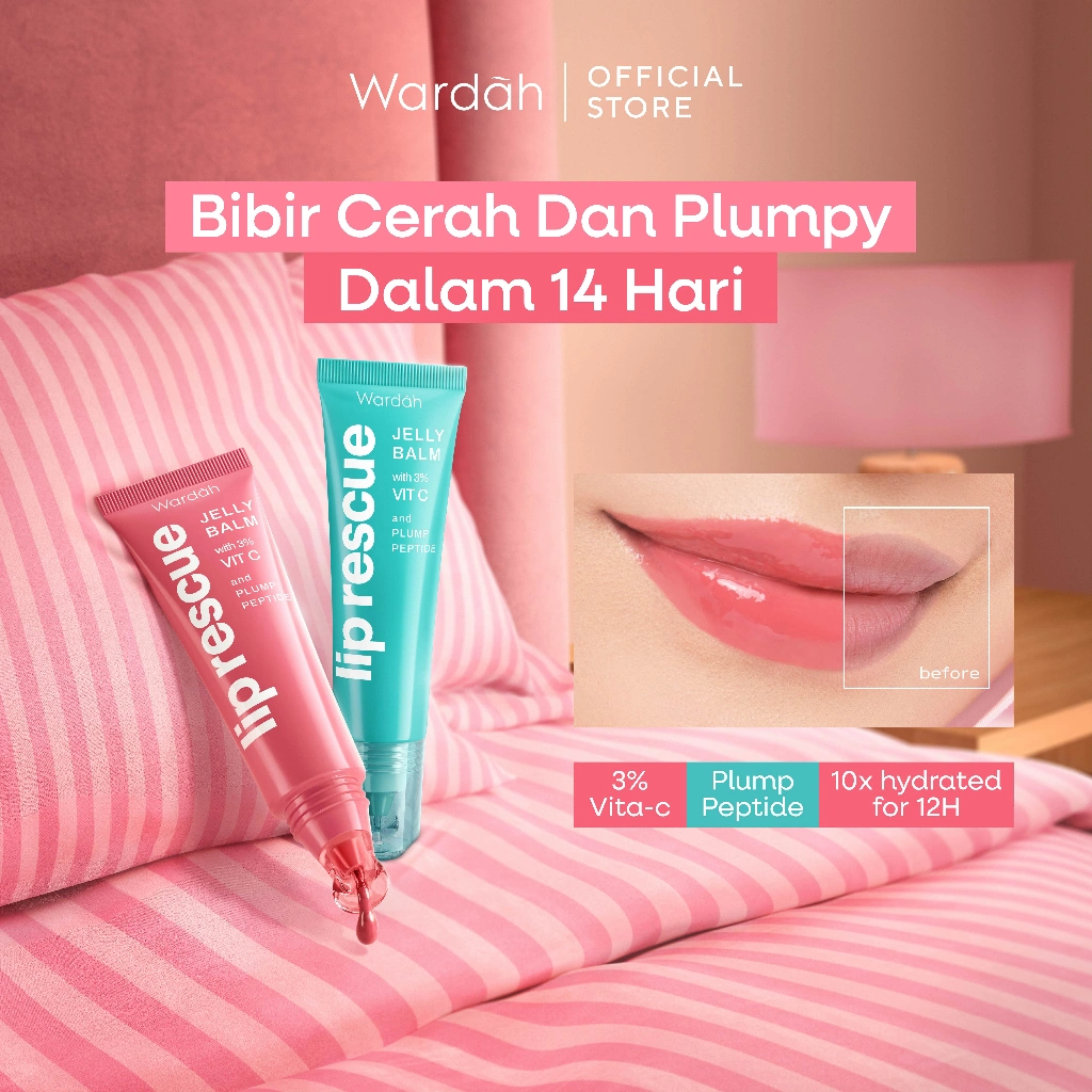 WARDAH Lip Balm Lip Rescue Jelly Balm Dusty Rose - Lip Therapy, Hydrating - Mencerahkan Bibir, Bibir Sehat, Plump - Glossy, Lip Matte, Liptint, Lip Stain, Lipgloss, Lip Cream, Lip tint Waterproof -Tahan Lama - Dark Lips - Bibir Pecah