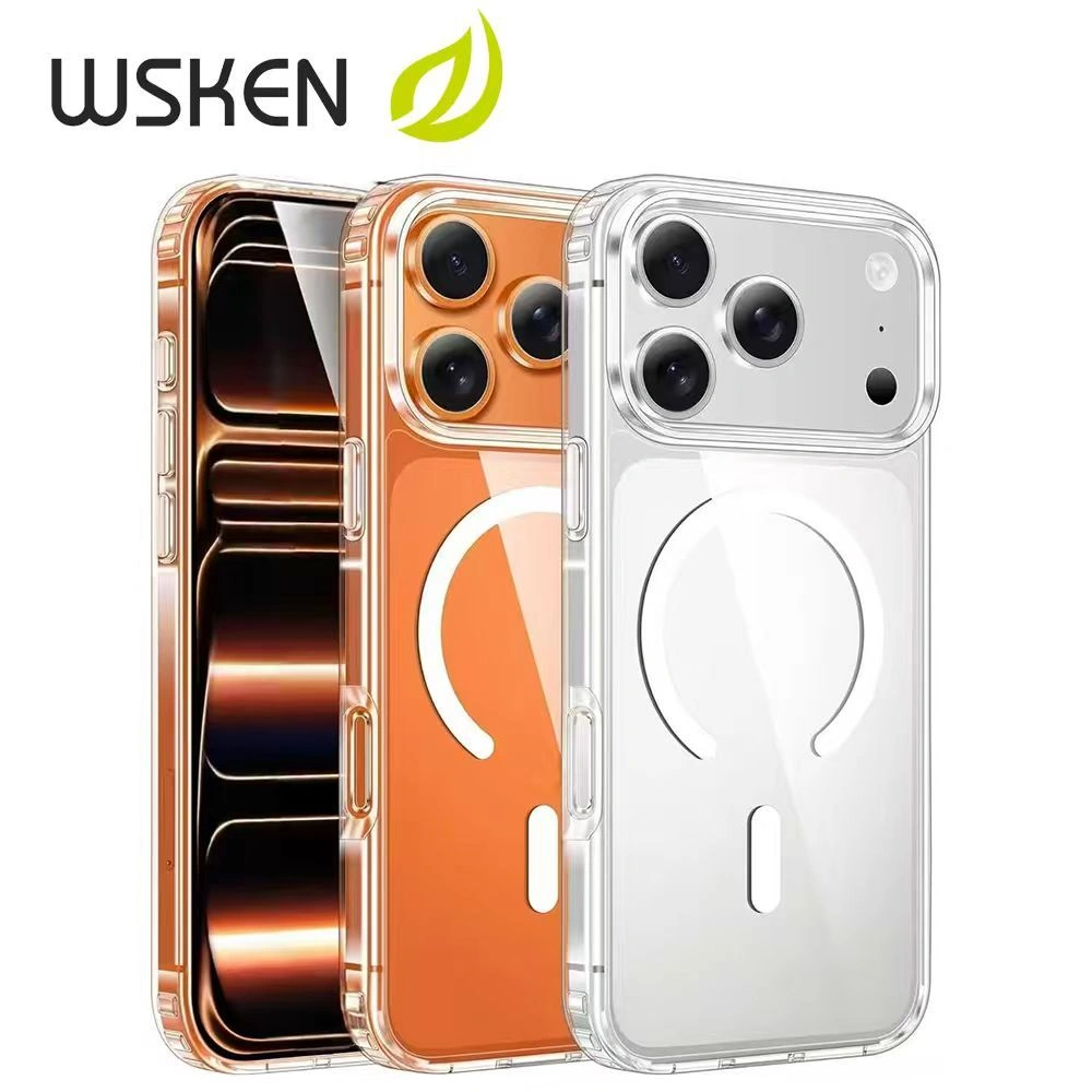 [Magnetisme yang kuat] WSKEN iPhone 17 Pro Max Case Ponsel Transparan Magnetik Anti-Kuning & Anti-Gores Kompatibilitas MagSafe yang Kuat Perlindungan Jatuh dengan Bantalan Udara Warna Asli yang Jernih dan Transparan