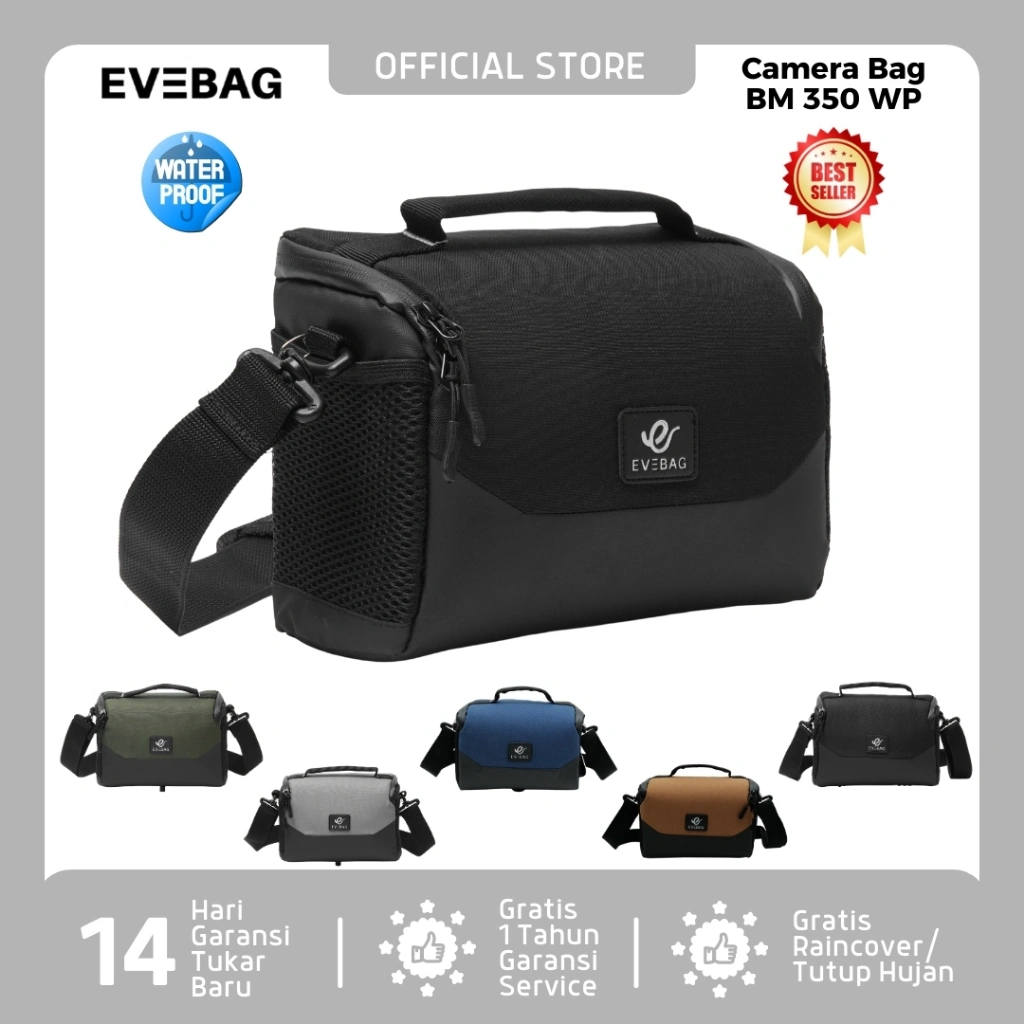 EVEBAG BM350WP Tas Kamera Selempang Waterproof Camera Bag for DSLR Mirrorless Drone Free Raincover