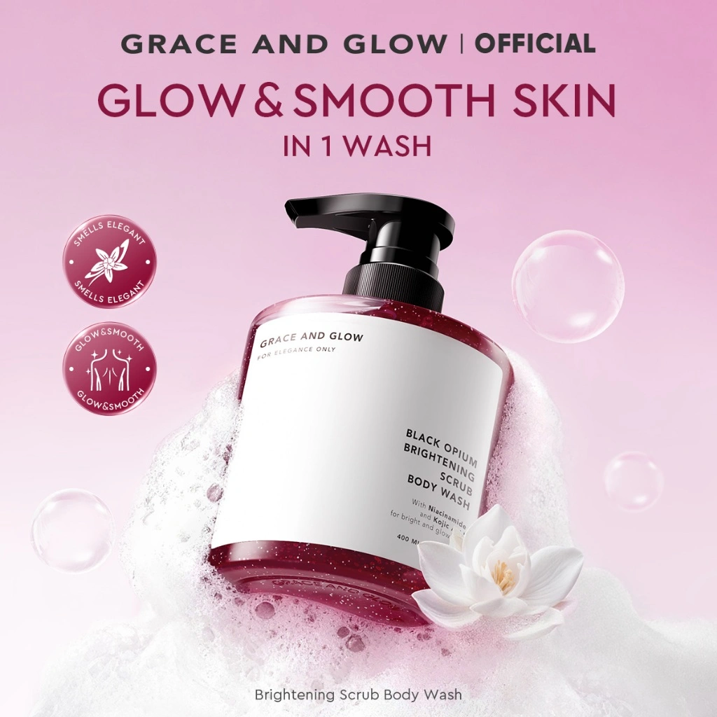 Grace and Glow Rouge 540 Gentle Scrub Body Wash | Shower Gel | - Sabun Mandi Cair untuk Mengencangkan Kulit Tubuh with Collagen