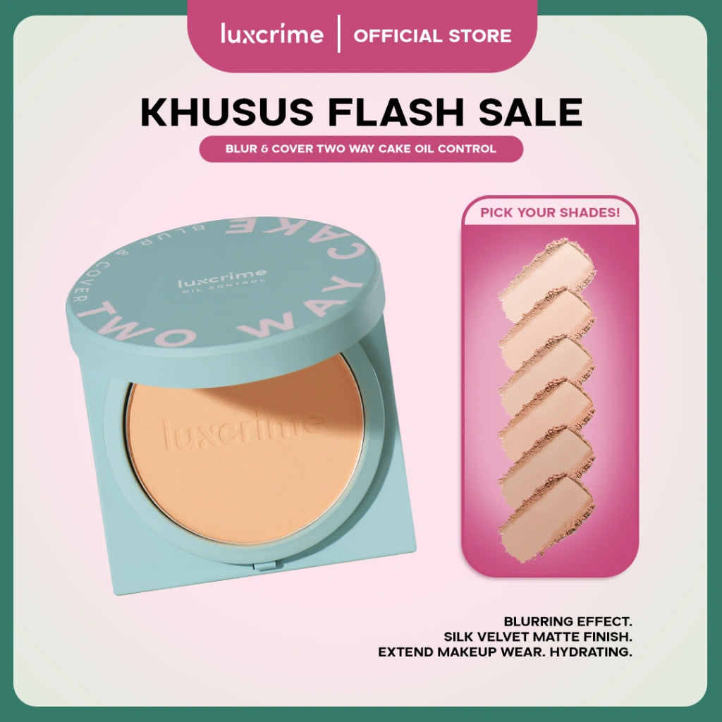 [FLASH SALE] NEW Oil Control Luxcrime Blur & Cover Two Way Cake
