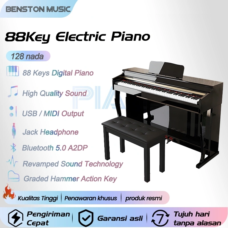 Benston Music Piano Elektrik Profesional, Piano Elektrik Palu Berat 88keys, Piano Elektrik Latihan dan Ujian Profesional, Piano Elektrik Digital