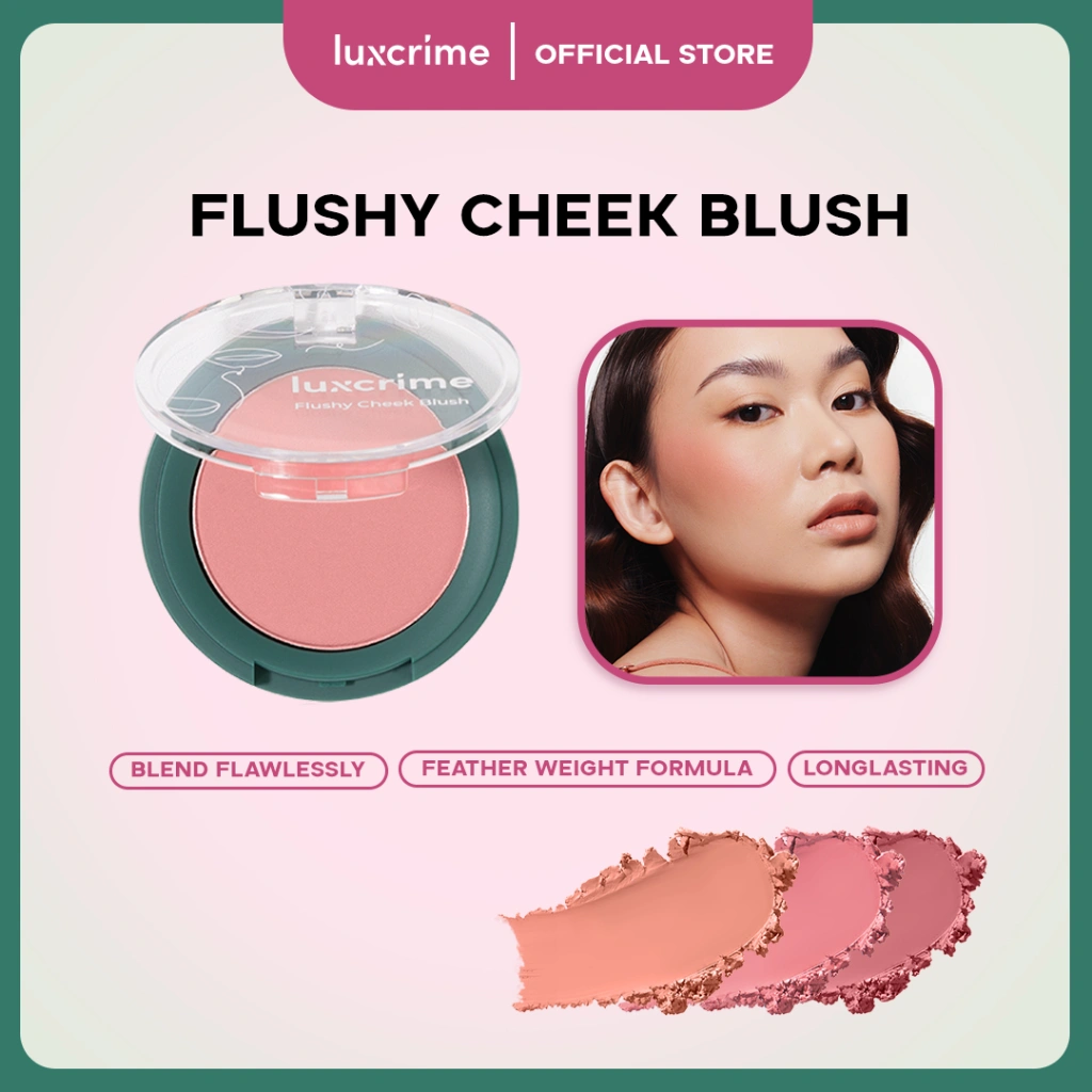 Luxcrime Flushy-Cheek Blush - Warna Intense Untuk Wajah Lebih Cerah Dan Tahan Lama