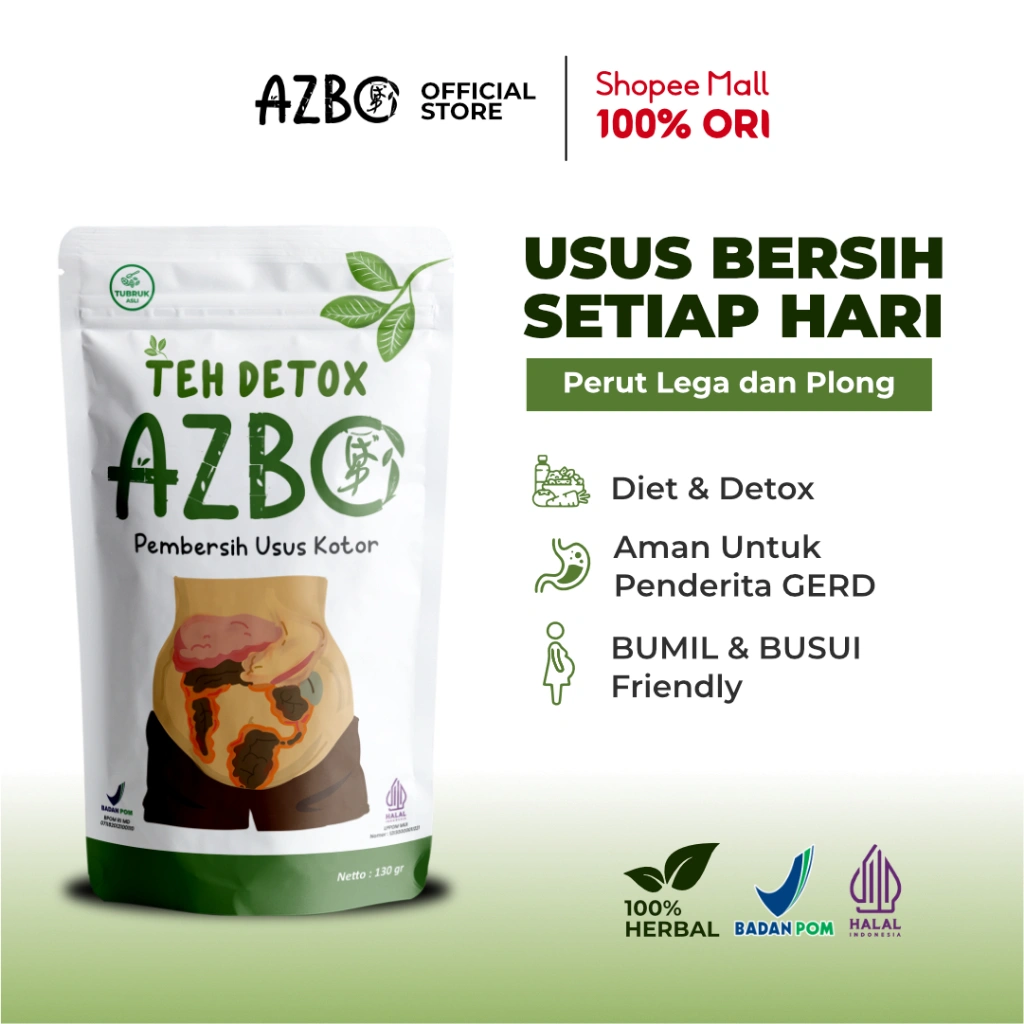 AZBO Teh Detox  Original - Slimming Tea Detox Usus Kotor  [1 Pcs 130 Gr]