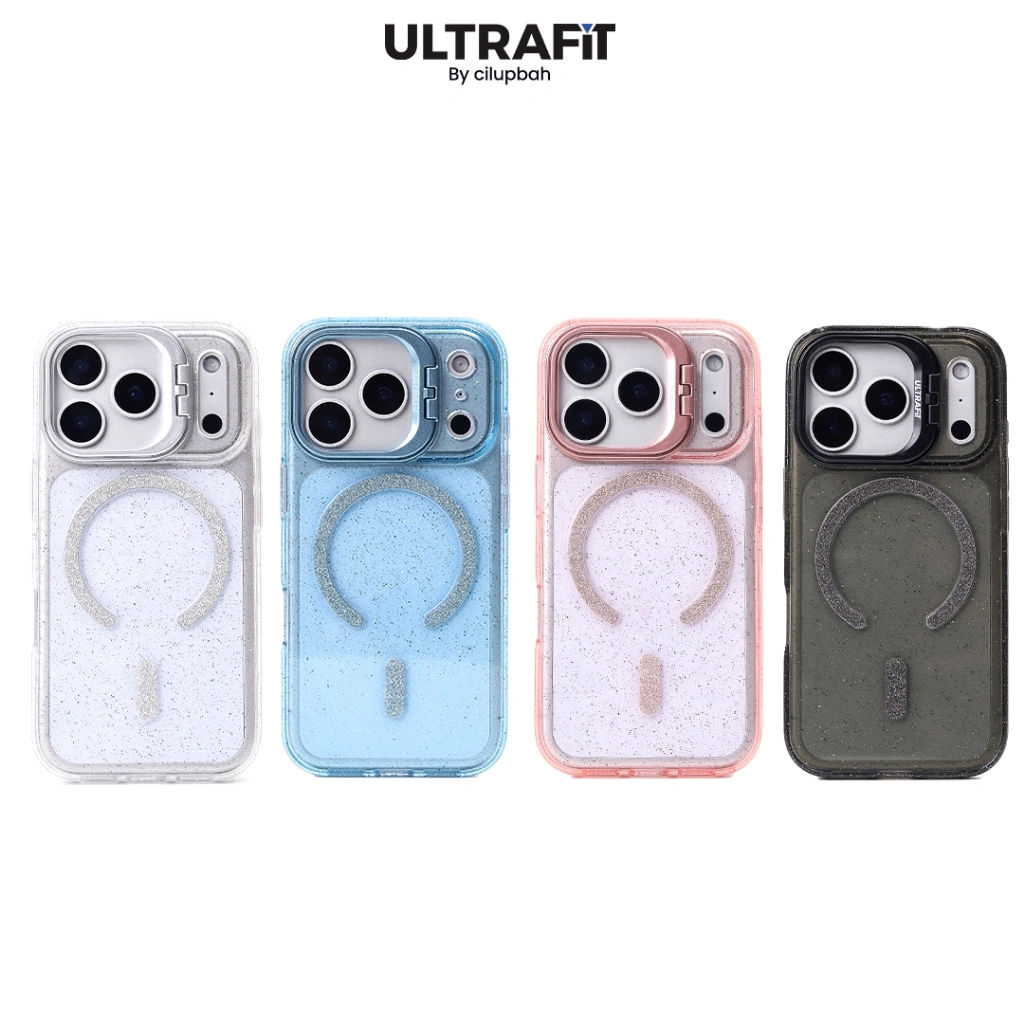 CILUPBAH Glitter Magnetic Lens Stand Holder Case For iPhone 11 12 13 14 15 16 17 Air Pro Max