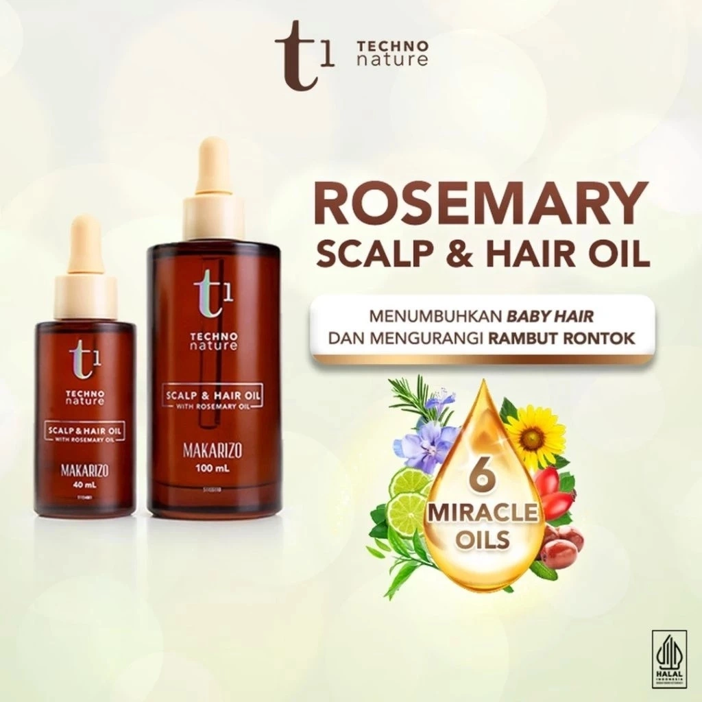 MAKARIZO T1 Techno Nature Rosemary Scalp & Hair Oil 40ml dan 100ml