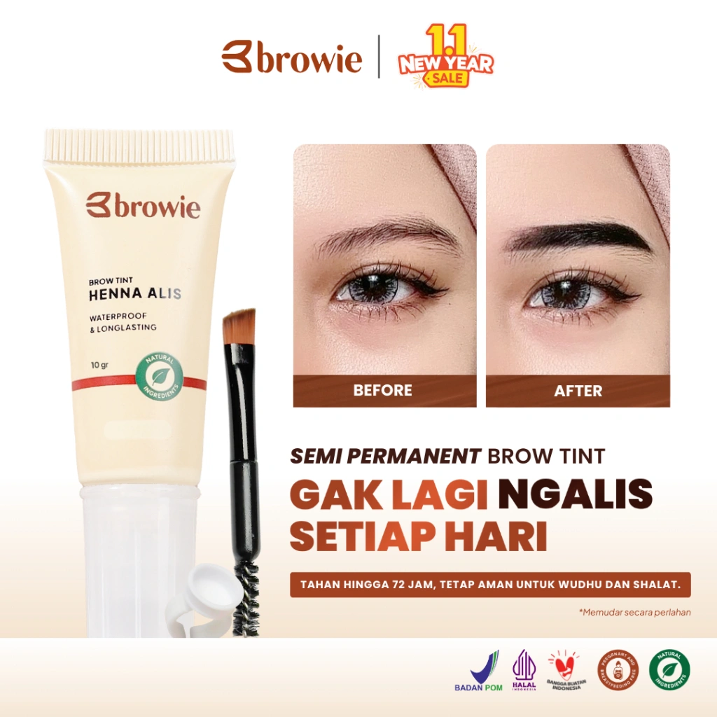 Dark Brown - [10GR] browie Brow Tint Henna Alis | Eyebrow Gel Waterproof & Longlasting BPOM & Halal