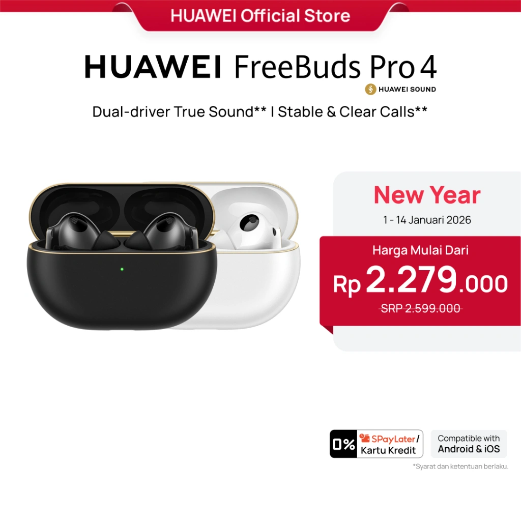 HUAWEI FreeBuds Pro 4 Wireless Earphone TWS | Dual-driver True Sound | Stable & Clear Calls | Intelligient Dynamic ANC
