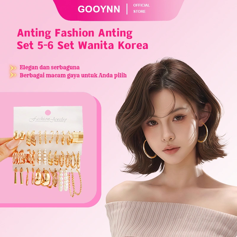 GOOYNN Sets Fashion Anting 5-6 Sets Wanita Korea Anting Hoop Piercing Wanita Anti Karat Anting Logam Retro Aksesori Fashion Baru