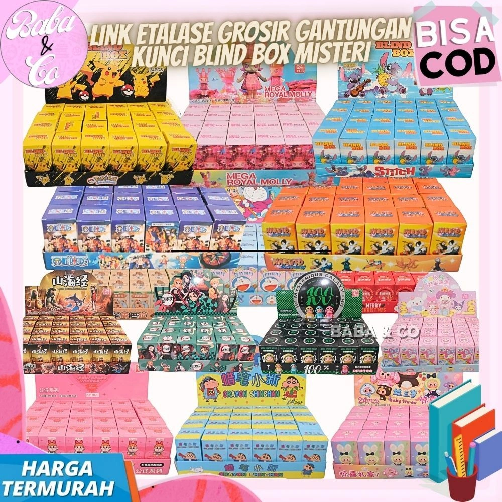 GROSIR 1 BOX 24pcs GANTUNGAN KUNCI MISTERI BOX KEYCHAIN BLIND BOX ETALASE BB GANTUNGAN MYSTERY BOX GANTUNGAN KUNCI KARET KARTUN LUCU UNIK MURAH COD