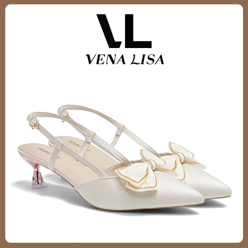 Venalisa heels wanita elegan Pita Kulit Runcing Fashion 5cm untuk Hadiah Pesta Wisuda Anak Perempuan